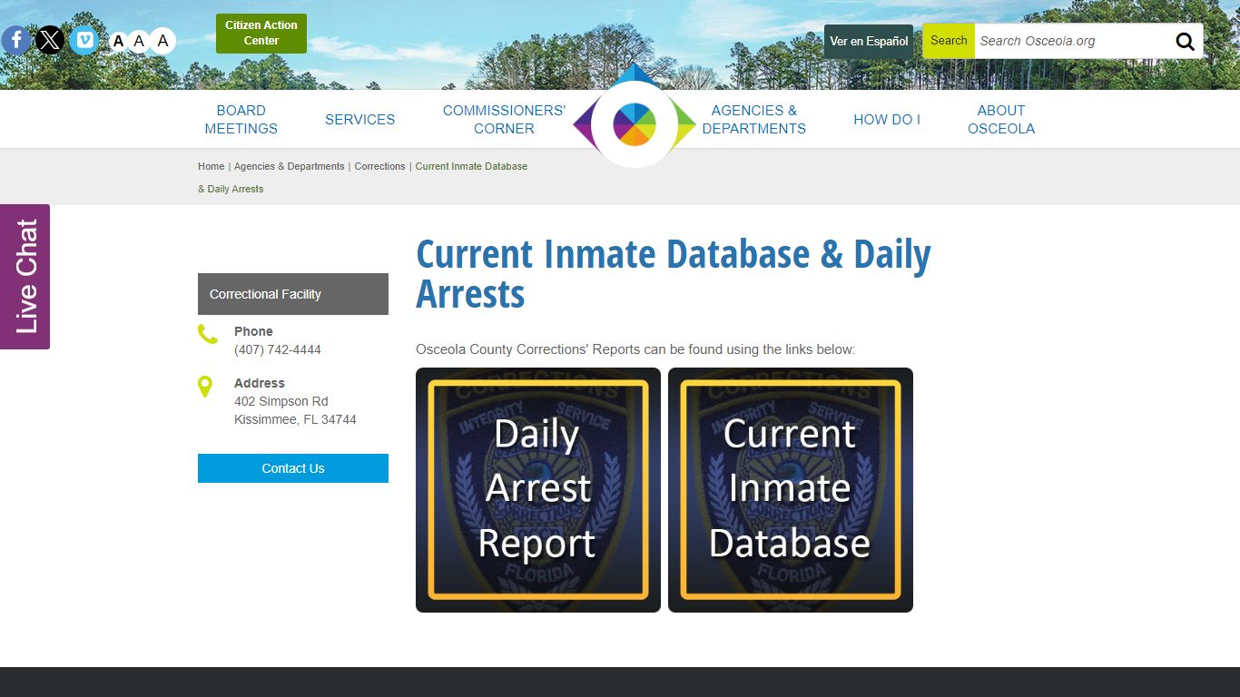 Current Inmate Database & Daily Arrests - Osceola County